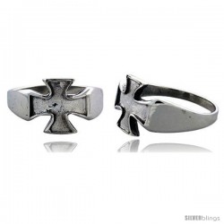 Sterling Silver Maltese / Iron Cross Gothic Biker Ring, 1/2 in wide
