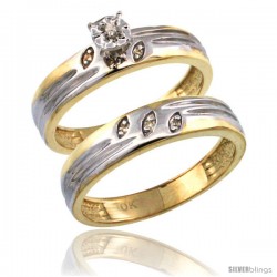 10k Gold 2-Pc Diamond Engagement Ring Set w/ 0.049 Carat Brilliant Cut Diamonds, 5/32 in. (4.5mm) wide