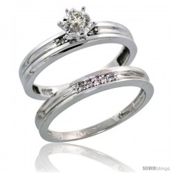 10k White Gold Ladies' 2-Piece Diamond Engagement Wedding Ring Set, 1/8 in wide -Style 10w104e2