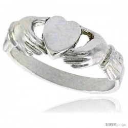 Sterling Silver Fenian Claddagh Ring without Crown 1/4 in wide