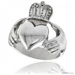 Sterling Silver Large Claddagh Ring 7/8 in wide