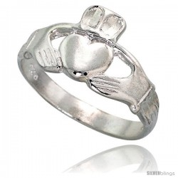 Sterling Silver Claddagh Ring for men and women 3/8 in wide