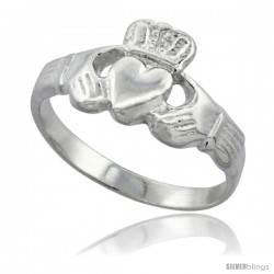 Sterling Silver Small Claddagh Ring 7/16 in wide