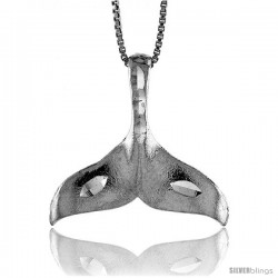 Sterling Silver Whale Tail Pendant, 7/8 in Tall
