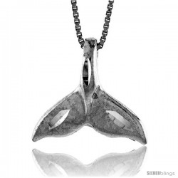 Sterling Silver Whale Tail Pendant, 3/4 in Tall -Style 4p590