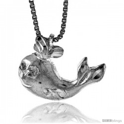 Sterling Silver Teeny Whale Pendant1/2 in Tall