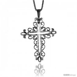 Sterling Silver Cross Pendant, 1 1/4 in -Style 4p60