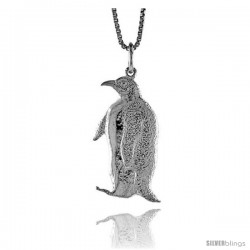 Sterling Silver Penguin Pendant, 1 in Tall