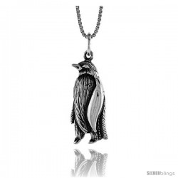 Sterling Silver Penguin Pendant, 1 in Tall -Style 4p605