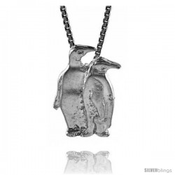 Sterling Silver Double Penguin Pendant, 3/4 in Tall