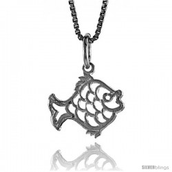 Sterling Silver Cut-out Fish Pendant, 1/2 in Tall