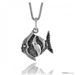 Sterling Silver Fish Pendant, 1/2 in Tall -Style 4p614