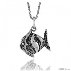 Sterling Silver Fish Pendant, 1/2 in Tall -Style 4p614