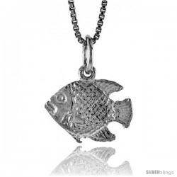 Sterling Silver Fish Pendant, 1/2 in Tall -Style 4p616