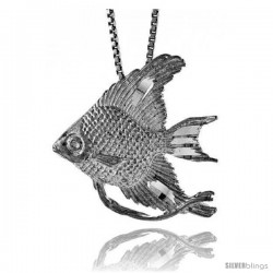 Sterling Silver Angel Fish Pendant, 7/8 in Tall.