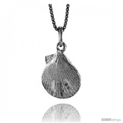 Sterling Silver Clam Shell Pendant, 1/2 in Tall