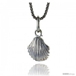 Sterling Silver Clam Shell Pendant, 3/8 in Tall