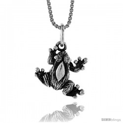 Sterling Silver Frog Pendant, 1/2 in Tall