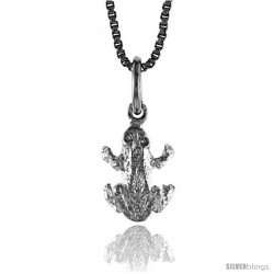 Sterling Silver Teeny Frog Pendant, 3/8 in Tall