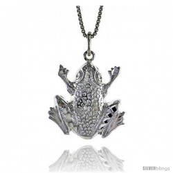 Sterling Silver Frog Pendant, 3/4 in Tall