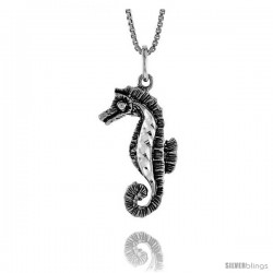 Sterling Silver Seahorse Pendant, 1 in Tall