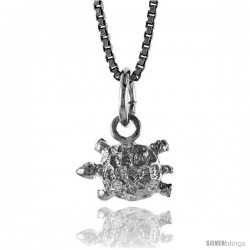 Sterling Silver Small Turtle Pendant, 5/16 in Tall