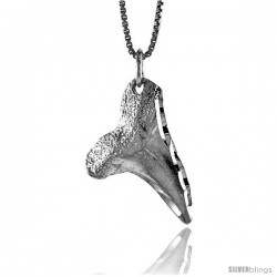 Sterling Silver Shark Tooth Pendant, 1 in Tall