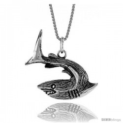 Sterling Silver Shark Pendant, 1 in Tall -Style 4p644