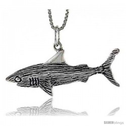 Sterling Silver Shark Pendant, 11/2 in wide