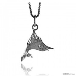 Sterling Silver Small Marlin Swordfish Pendant, 1/2 in Tall