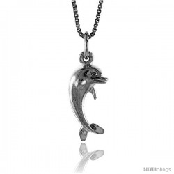 Sterling Silver Small Dolphin Pendant, 1/2 in Tall