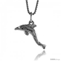 Sterling Silver Small Dolphin Pendant, 1/2 in Tall -Style 4p649