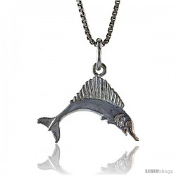 Sterling Silver Marlin Swordfish Pendant, 1/2 in Tall