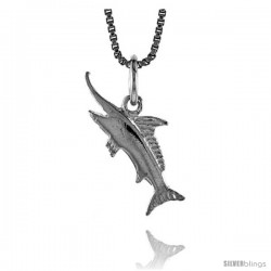 Sterling Silver Teeny Marlin Pendant, 5/16 in Tall