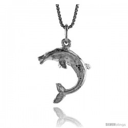 Sterling Silver Dolphin Pendant, 3/4 in Tall