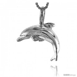 Sterling Silver Dolphin with O-Ring Pendant, 5/8 in Tall