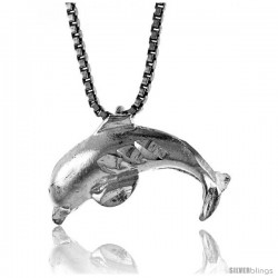 Sterling Silver Dolphin Pendant, 1/2 in Tall
