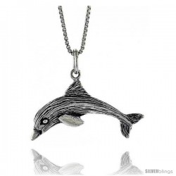 Sterling Silver Dolphin Pendant, 5/8 in Tall