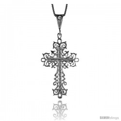 Sterling Silver Cross Pendant, 1 5/8 in -Style 4p66