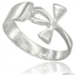 Sterling Silver Ankh Ring Polished finish 1/2 in wide