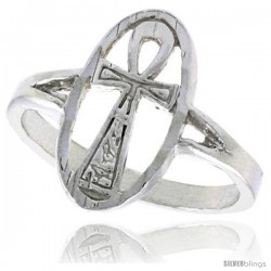 Sterling Silver Ankh Ring Polished finish 9/16 in wide