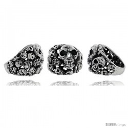 Sterling Silver Skull yard Gothic Biker Ring, 1 in wide