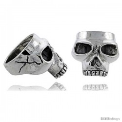 Sterling Silver Gothic Biker Skull Ring, 1 in wide