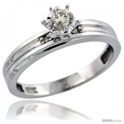 10k White Gold Diamond Engagement Ring, 1/8 in wide -Style 10w104er