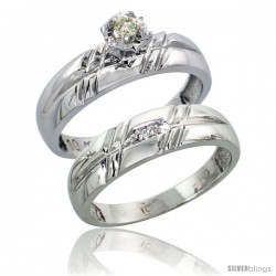 10k White Gold Ladies' 2-Piece Diamond Engagement Wedding Ring Set, 7/32 in wide -Style 10w105e2