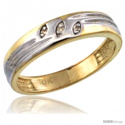 10k Gold Ladies' Diamond Wedding Ring Band, w/ 0.019 Carat Brilliant Cut Diamonds, 5/32 in. (4.5mm) wide