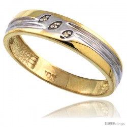 10k Gold Men's Diamond Wedding Ring Band, w/ 0.026 Carat Brilliant Cut Diamonds, 3/16 in. (5mm) wide -Style 10y153mb