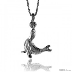 Sterling Silver Circus Seal Pendant, 7/8 in Tall