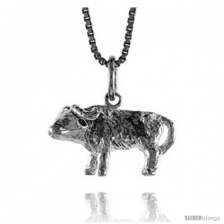 Sterling Silver Chinese Zodiac Pendant, for Year of the OX, 1/2 in Tall