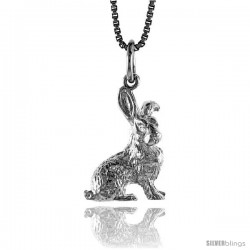 Sterling Silver Chinese Zodiac Pendant, for Year of the RABBIT, 3/4 in Tall